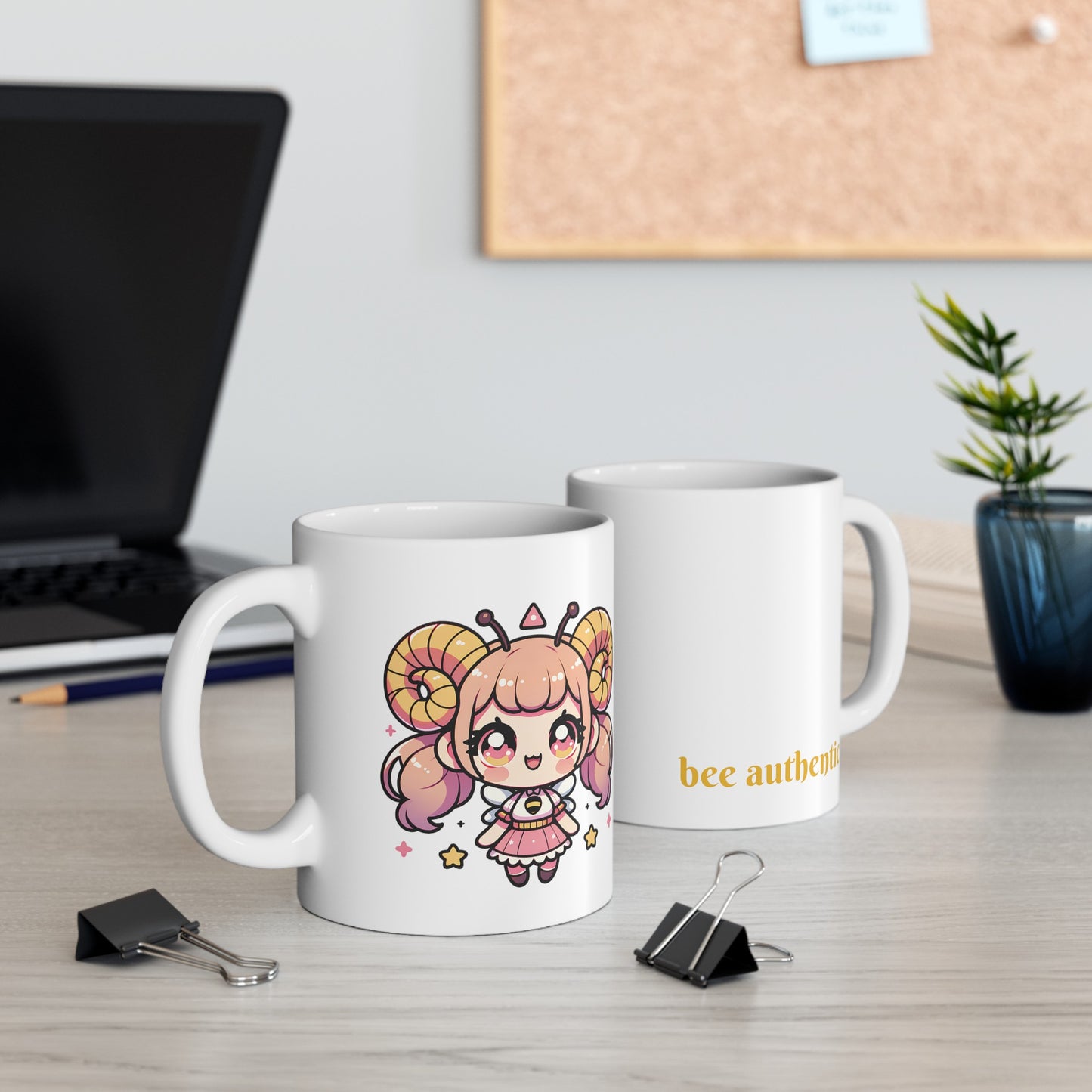 'Bee Authentic' Cute Kawaii Ceramic Mug 11oz For Kids Teens Birthday Gift