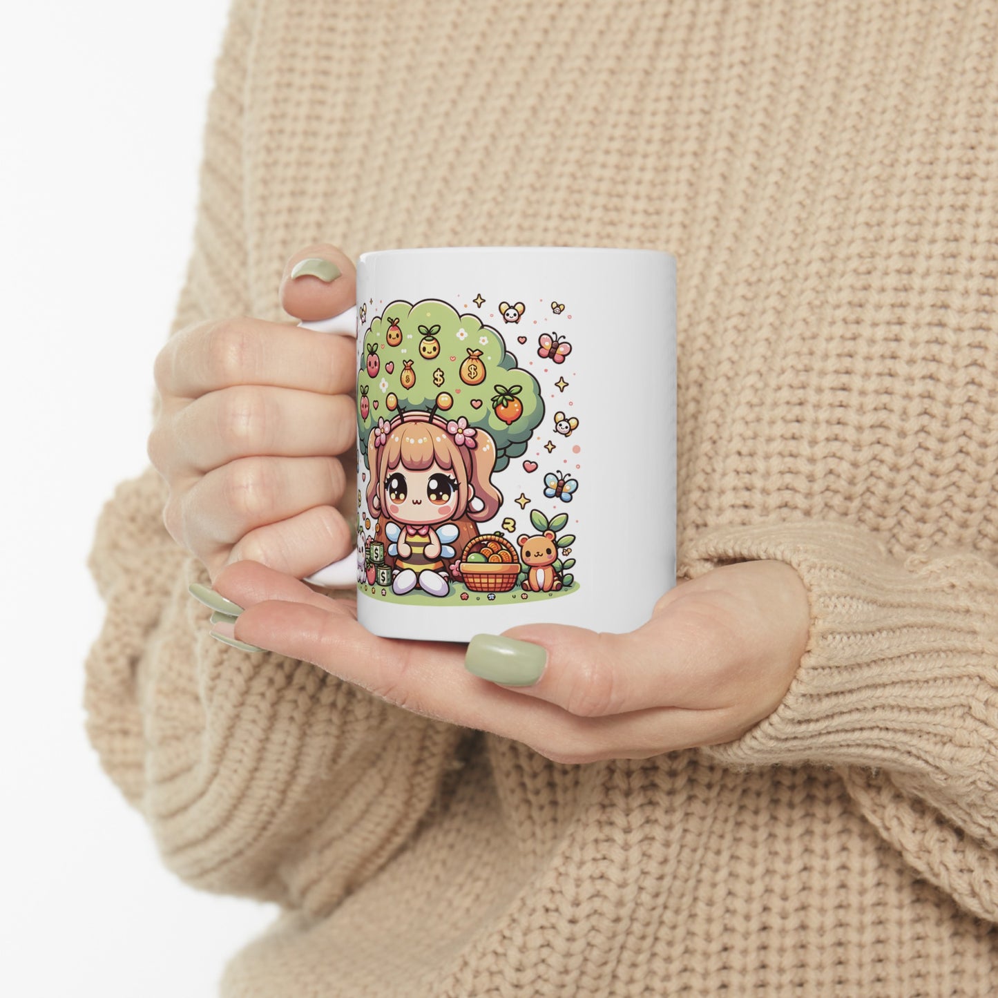 'Bee Abundant' Cute Kawaii Ceramic Mug 11oz For Kids Teens Birthday Gift