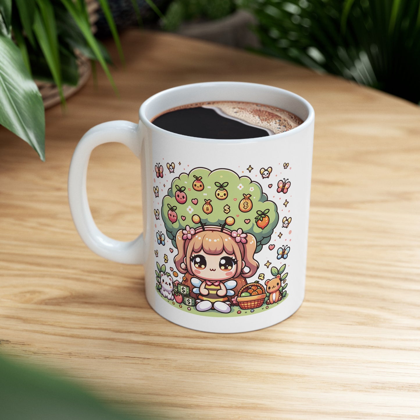 'Bee Abundant' Cute Kawaii Ceramic Mug 11oz For Kids Teens Birthday Gift