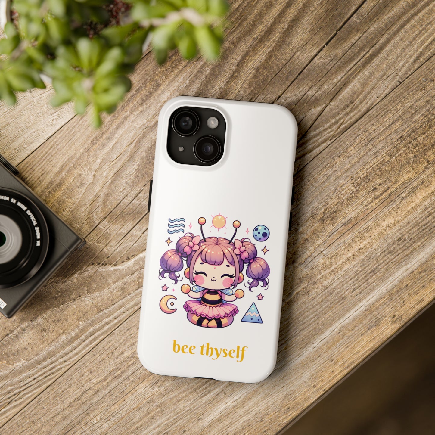 'Bee Thyself' Tough iPhone Cases For Kids Teens Adults Gift Present