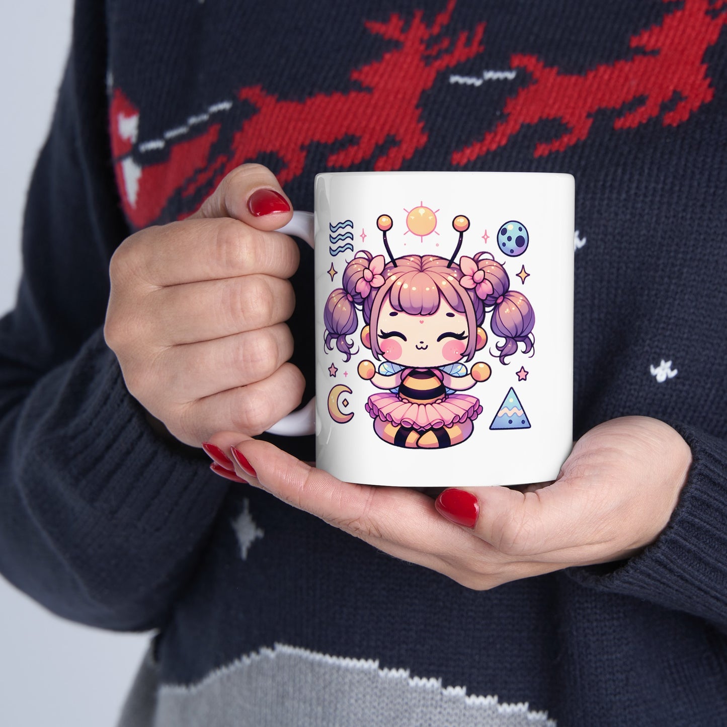 'Bee Thyself' Cute Kawaii Ceramic Mug 11oz For Kids Teens Birthday Gift