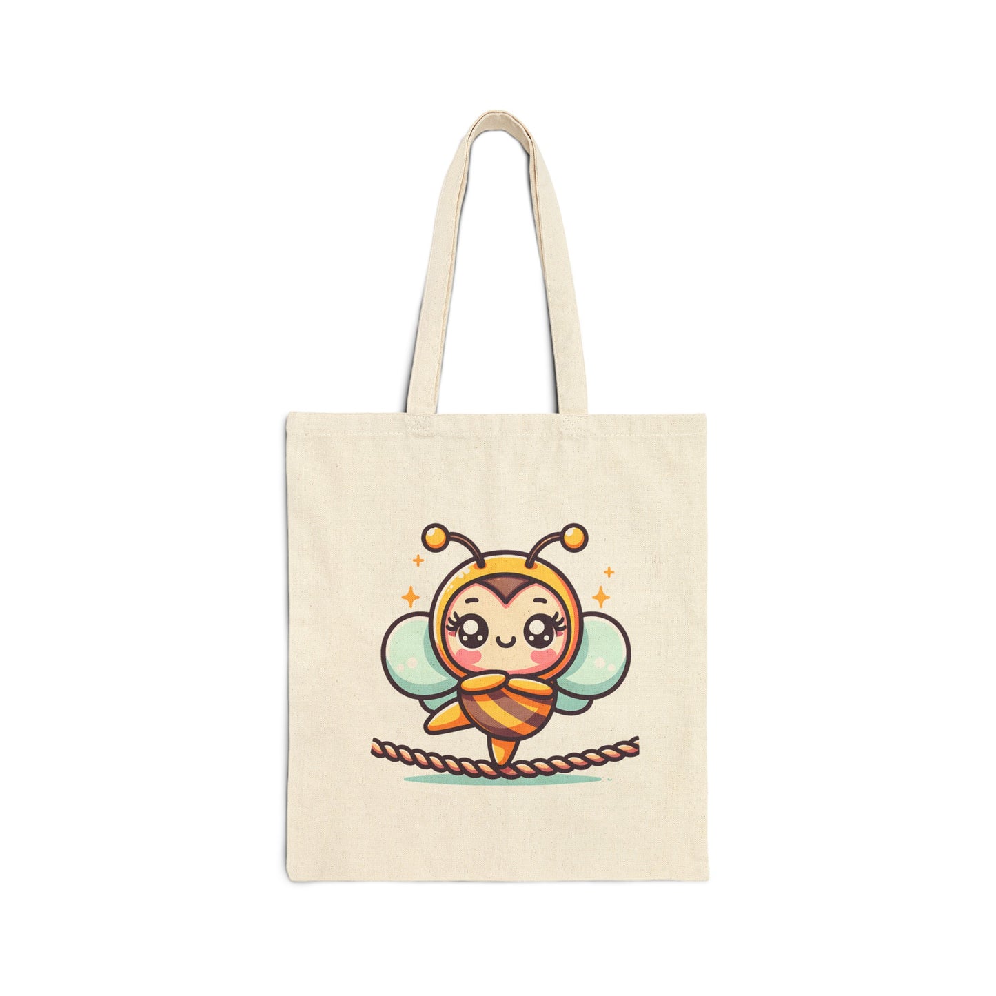 'Bee Balanced' Cute Kawaii Cotton Canvas Tote Bag For Kids Teens Gift Present
