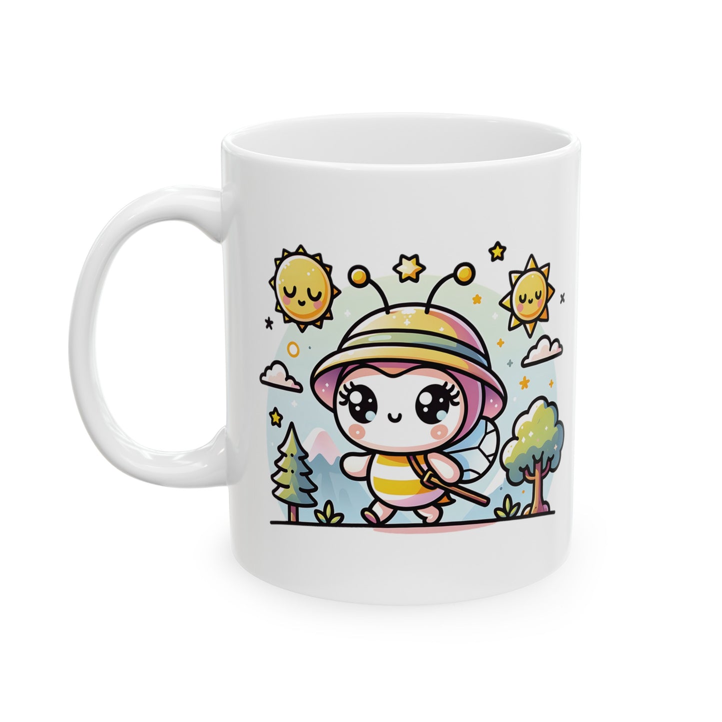 'Bee Adventurous' Cute Kawaii Ceramic Mug 11oz For Kids Teens Birthday Gift
