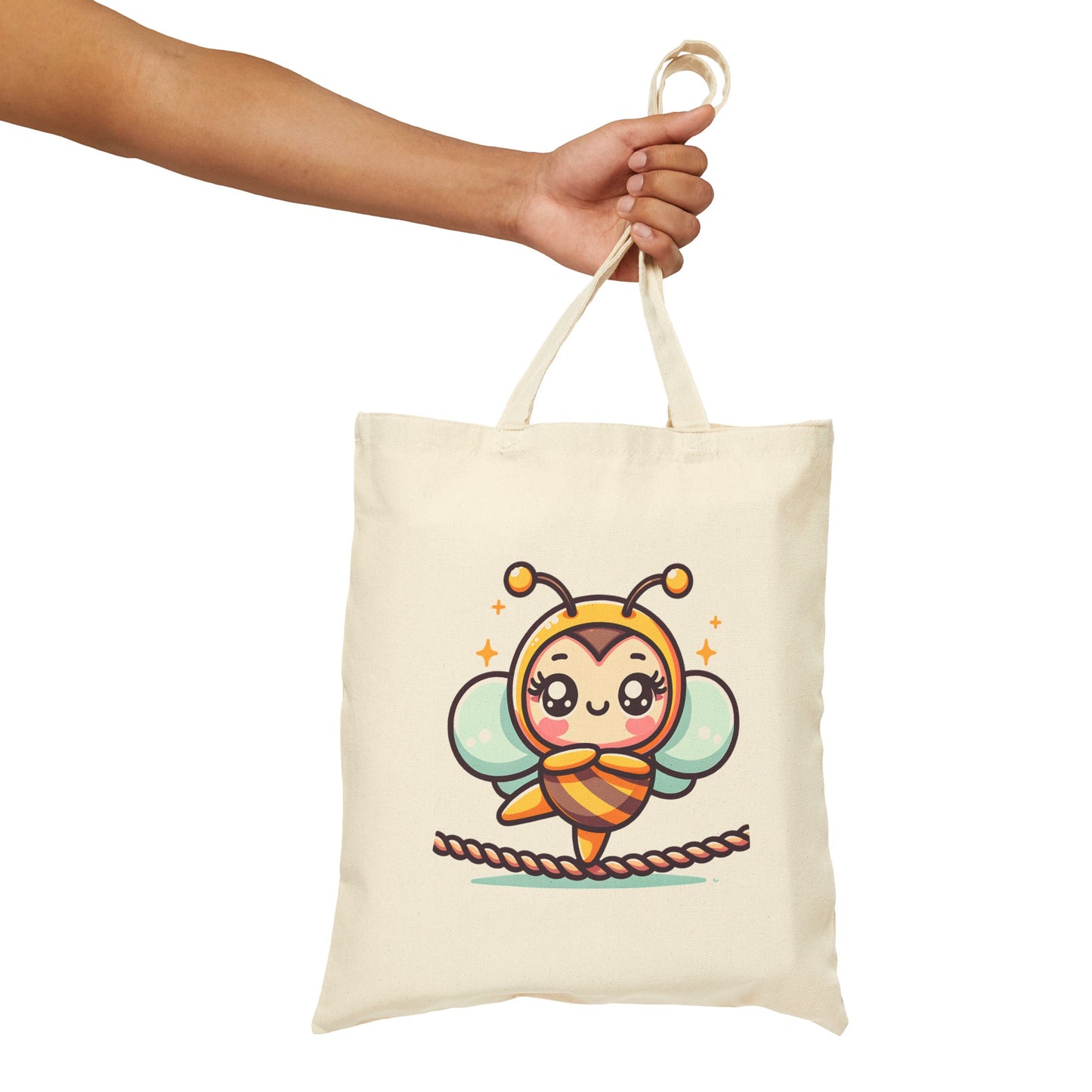 'Bee Balanced' Cute Kawaii Cotton Canvas Tote Bag For Kids Teens Gift Present