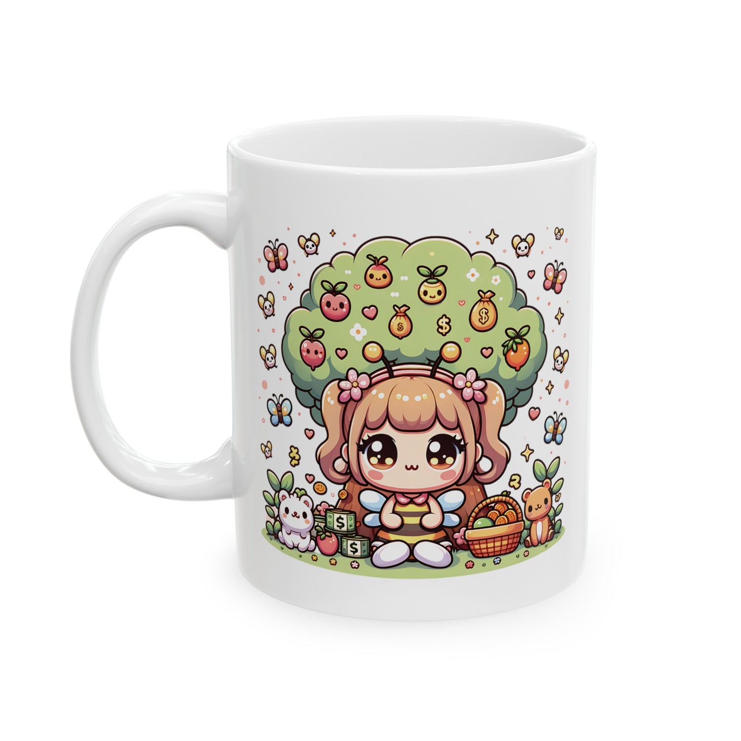 'Bee Abundant' Cute Kawaii Ceramic Mug 11oz For Kids Teens Birthday Gift