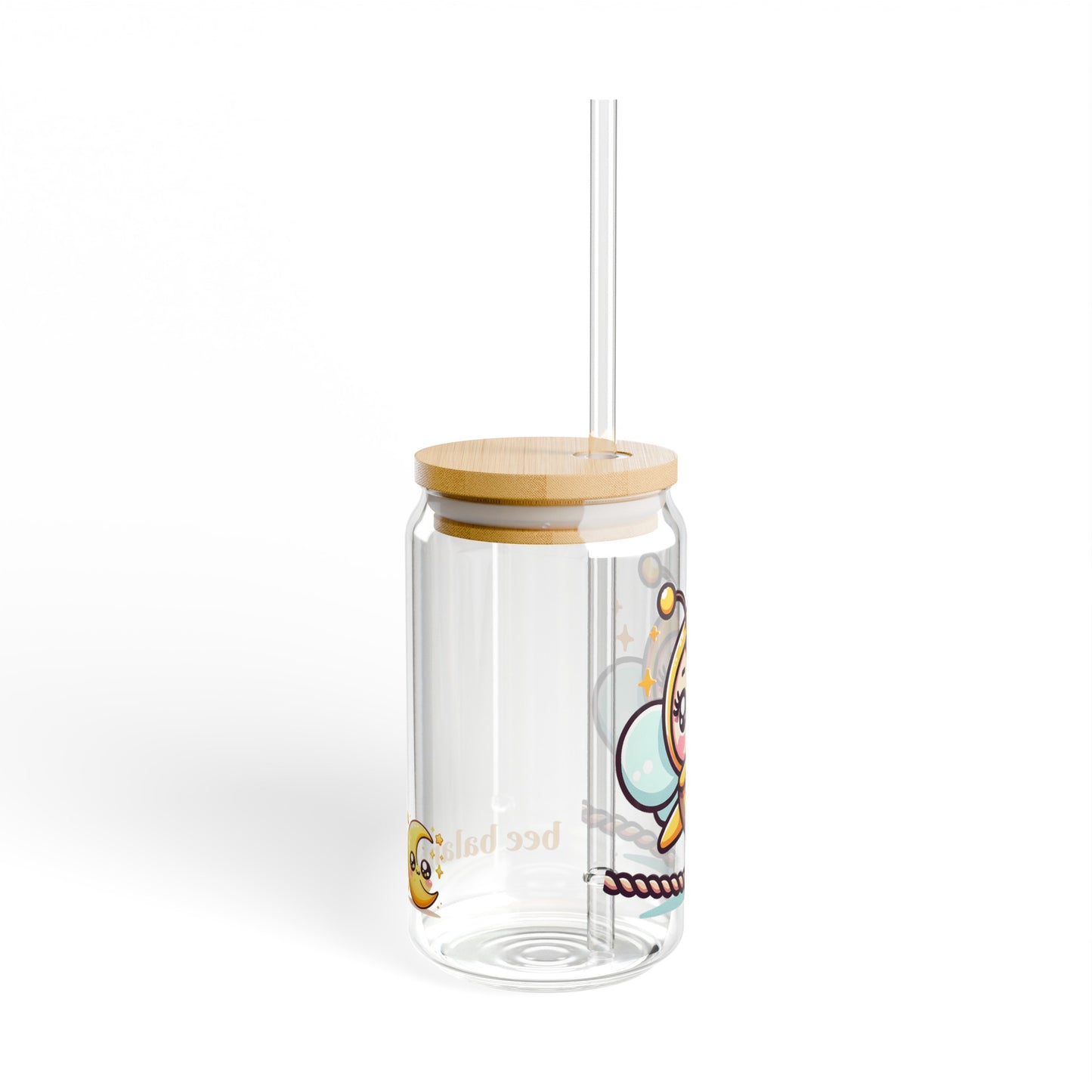 'Bee Balanced' Cute Kawaii Sipper Glass for Kids Teen Pet Animal Gift Present 16oz