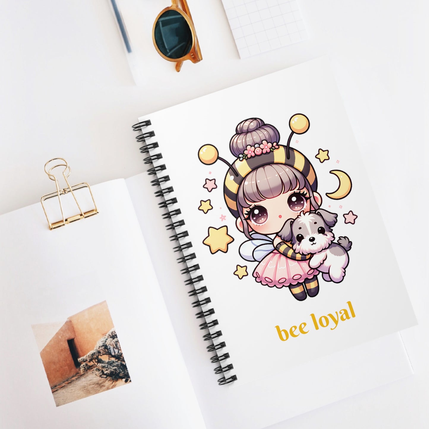 'Bee Loyal' Cute Kawaii Spiral Journal Notebook - Ruled Line For Kids Teens Gift Present