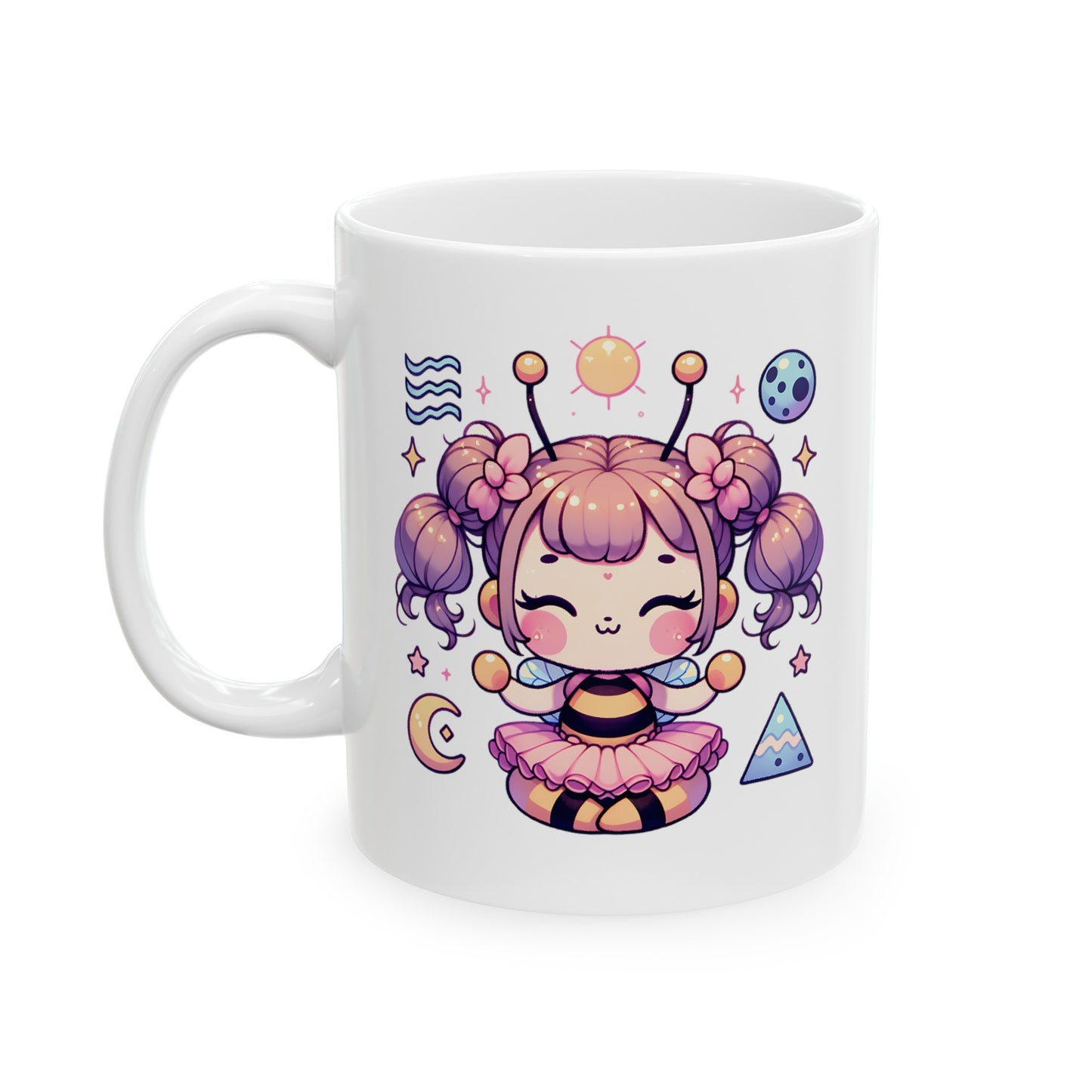 'Bee Thyself' Cute Kawaii Ceramic Mug 11oz For Kids Teens Birthday Gift