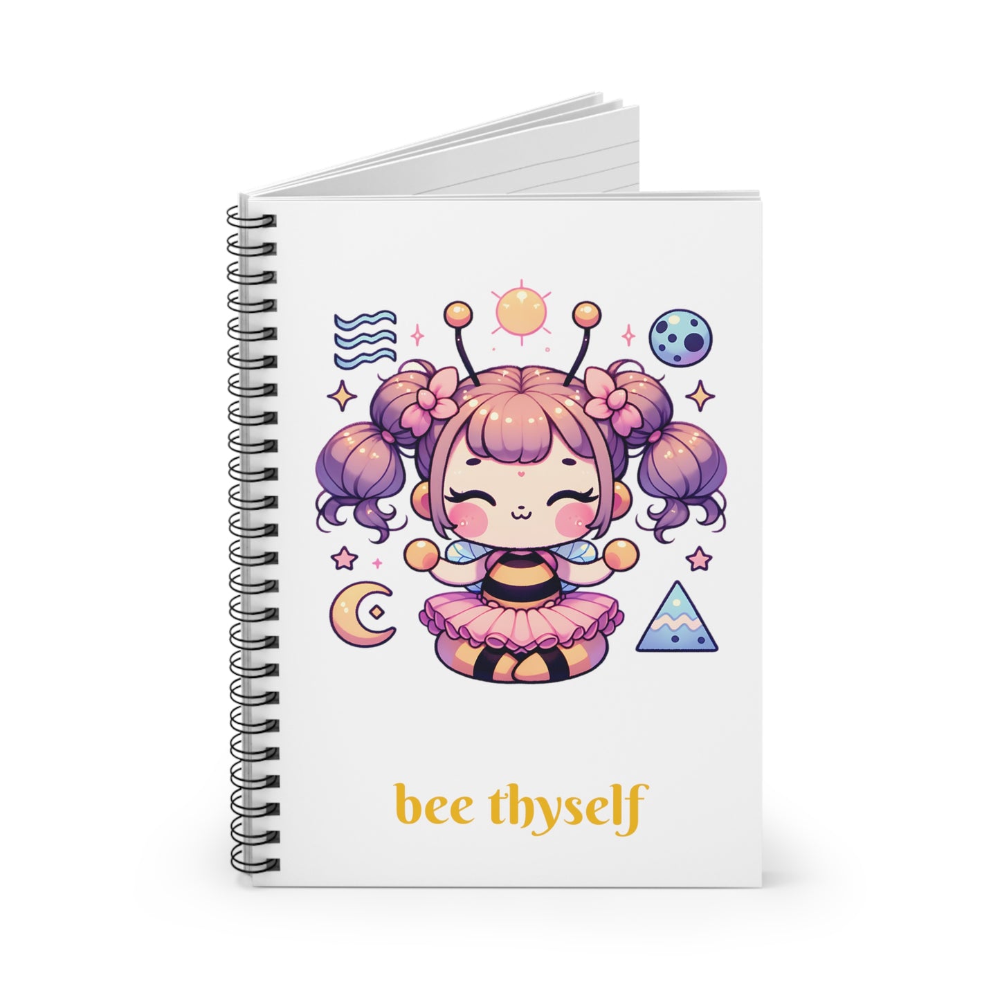 'Bee Thyself' Cute Kawaii Spiral Journal Notebook - Ruled Line For Kids Teens Gift Present