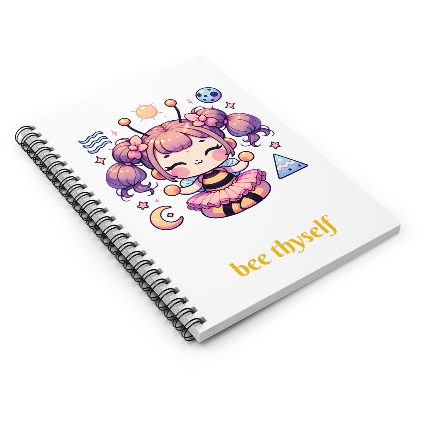 'Bee Thyself' Cute Kawaii Spiral Journal Notebook - Ruled Line For Kids Teens Gift Present