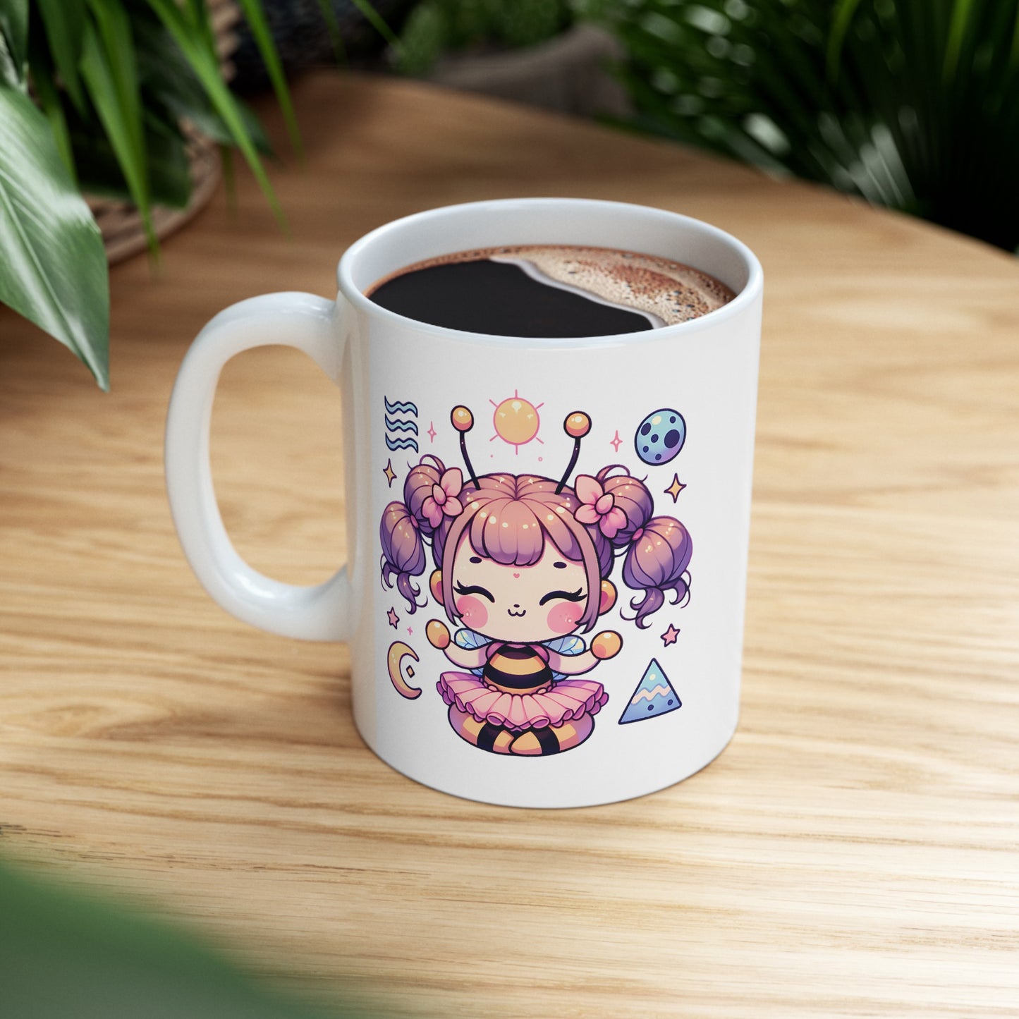 'Bee Thyself' Cute Kawaii Ceramic Mug 11oz For Kids Teens Birthday Gift