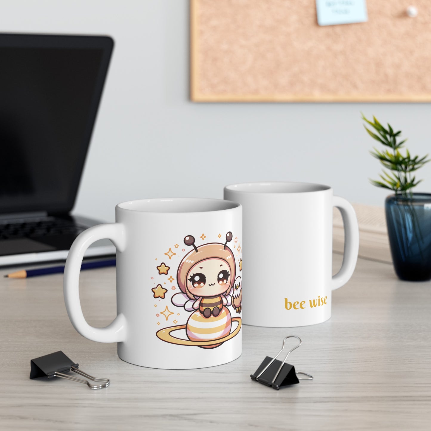 'Bee Wise' Cute Kawaii Ceramic Mug 11oz For Kids Teens Birthday Gift